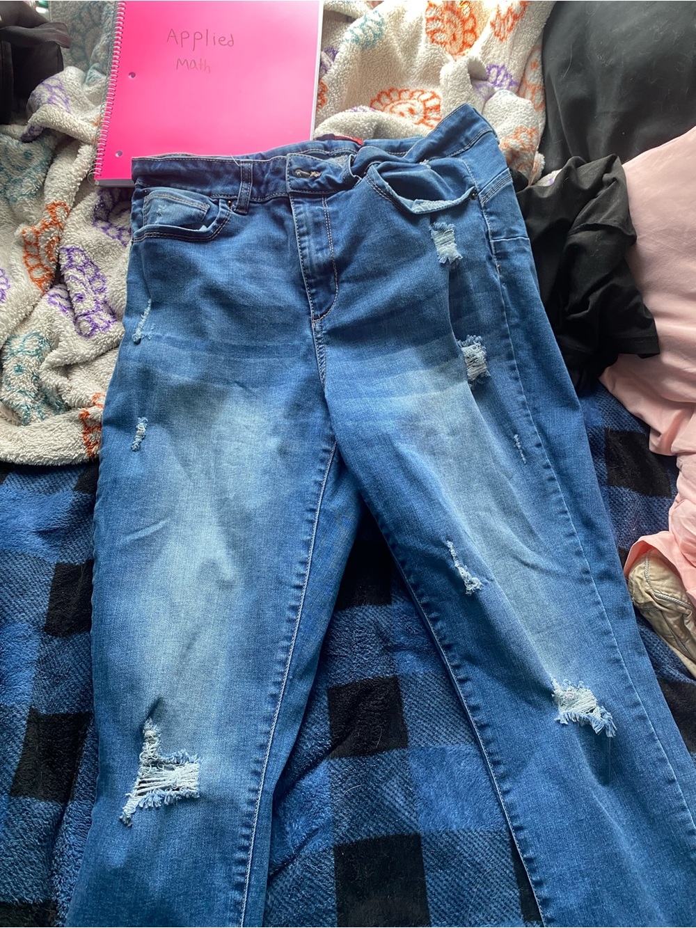 Wax Jean Women's Skinny Distressed Blue Jeans